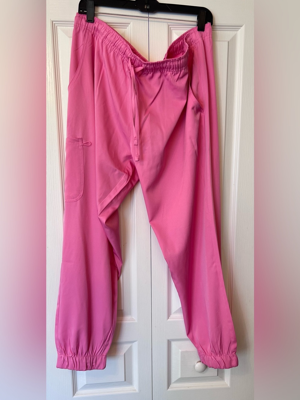 Medichic Womens Solid Drawstring Cargo Jogger Scrub Pant Pink Size  XXL